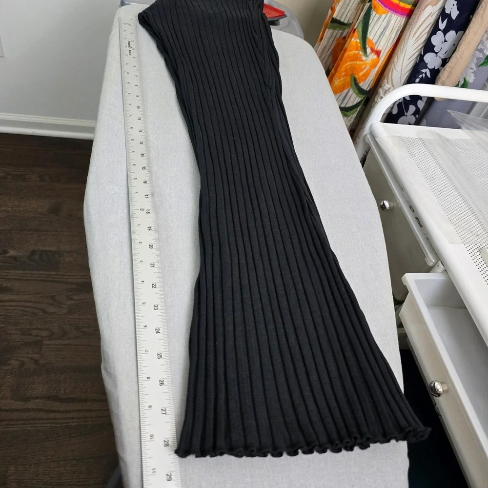 Lovers and Friends Ribbed Knit Pants Women XL Black Flare Capsule USA Chic Modal